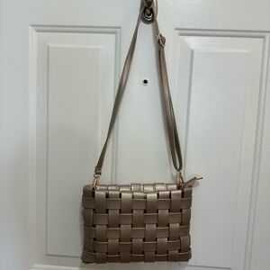 Anthropologie Crossbody Lindy Woven Clutch Handbag - Metallic